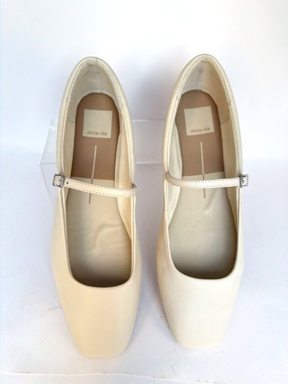 Dolce Vita Reyes Ivory Leather Mary Jane Square-Toe Flats Size 8.5 - Picture 3 of 9